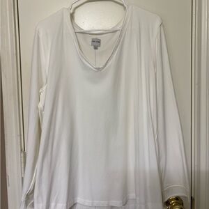 Nina Leonard Classic White Long Sleeve Top